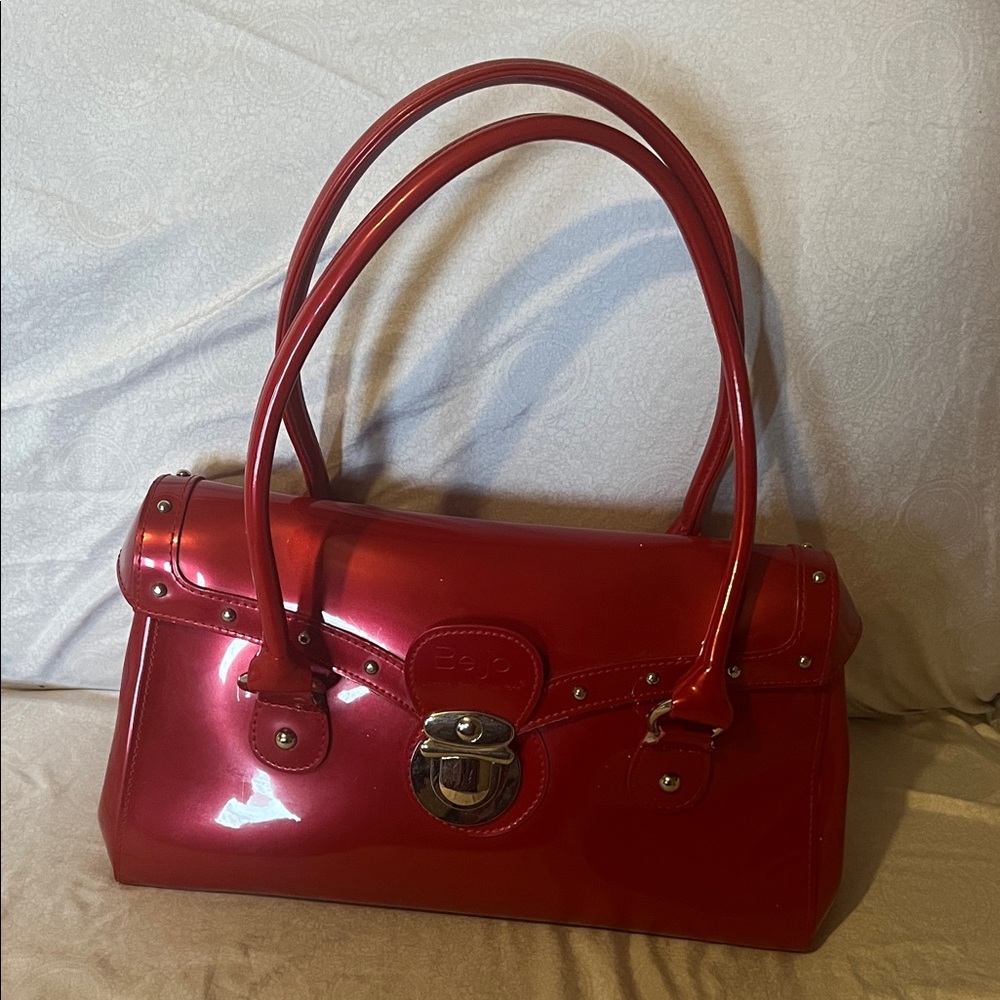 Beijo Red Patent Leather Handbag New Without Tags